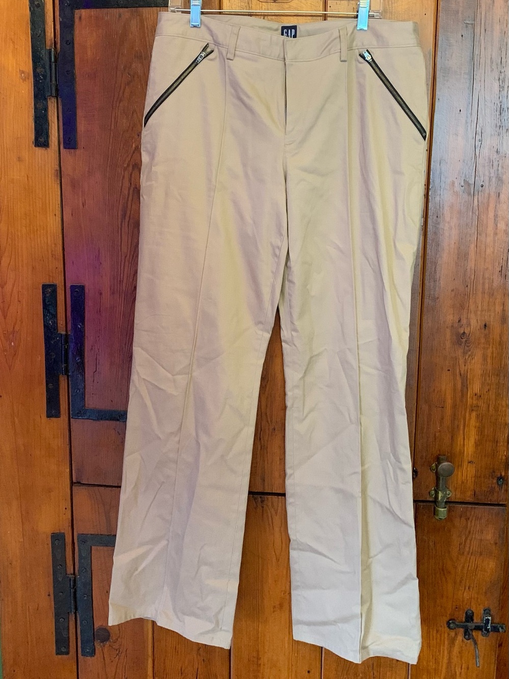 GAP Women’s Tan Straight-Leg Chinos with Zip Pockets